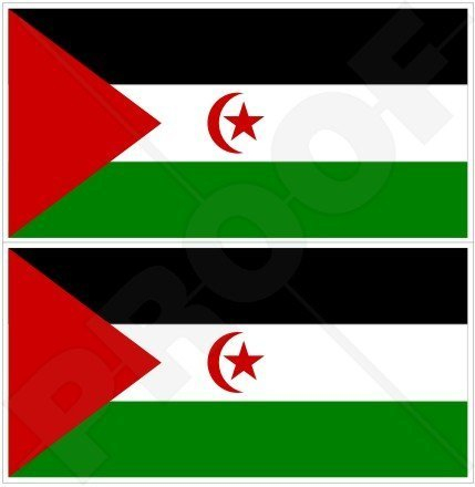 WESTERN SAHARA Flagge, Fahne Nordafrika, Afrikanisch 75mm Auto & Motorrad Aufkleber, x2 Vinyl Stickers