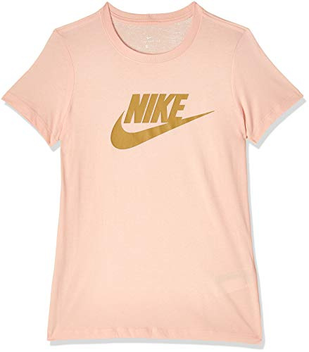Nike Women's Tee Essential Icon Futur T-Shirt, Pink (Washed Coral/Club Gold), XL