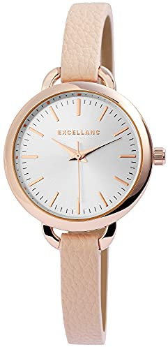 Excellanc Damen-Uhr Kunstleder Armband Dornschließe Analog Quarz 1900158 (silberfarbig)