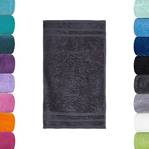Lavea 6er Set Gästetücher, Anthrazit, 30 x 50 cm Premium Frotteeserie Bali | GOTS Zertifiziert, 100% Bio Baumwolle