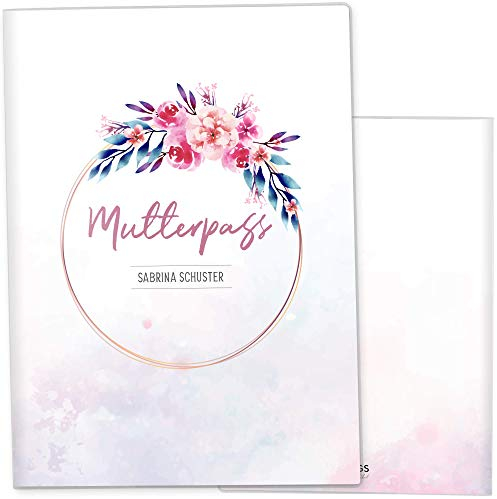 OLGS Mutterpasshülle Aquarell Autumn - Mit Namen personalisierbare Schutzhülle, Blumen Design für Mutterpass
