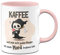 Tassenbrennerei Tasse mit Spruch Kaffee weil man nicht jeden Morgen mit einem Mord beginnen kann - Kaffeetasse lustig - Spülmaschinenfest (Rosa)