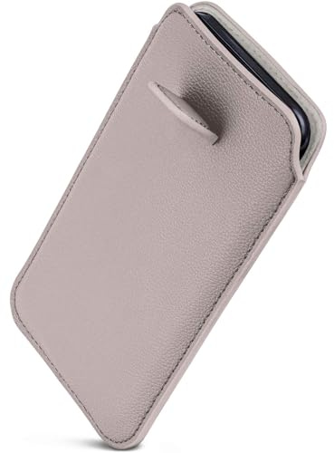ONEFLOW Liberty Case für iPhone 12 mini Handy Einsteckhülle mit Rückzugfunktion, PU Leder Handytasche, Schutzhülle mit Lasche, Sleeve Etui Hülle zum Einstecken, Hellgrau