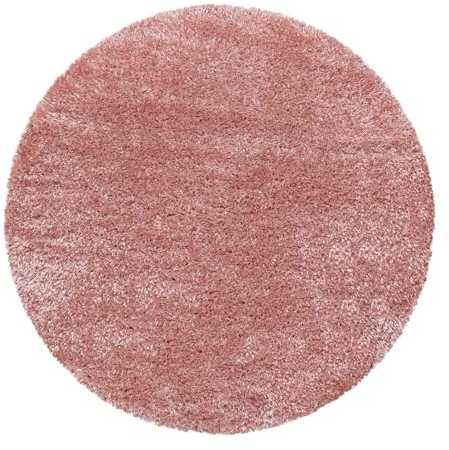 Carpetsale24 Teppich Wohnzimmer Shaggy Einfarbig Design 200 cm Rund Rosa - Hochflor Teppich Schlafzimmer Luxuriöse Kuschelig und Super Weich Langflor 50 mm Florhöhe - Flauschiger Teppich Runder