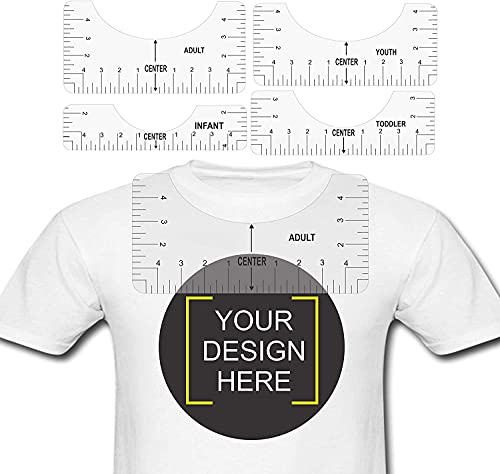 5 Stücke T-Shirt Zentrierung Ausrichtung Werkzeug PVC T-Shirt Vorlage T-Shirt Platzierung Führung Lineal Vinyl T-Shirt Machen Messwerkzeug für DIY,T-Shirt Lineal Guide transparent Ruler Guide,