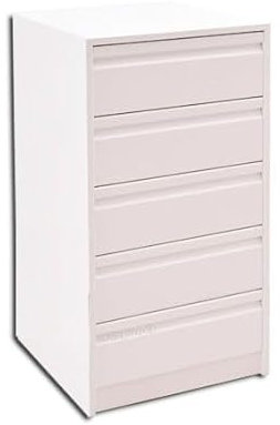 arelwood . com - Cajonera para Armario, Completamente Montada, Frente Postformado, Color Blanco, 50 cm Ancho x 50 cm Fondo - 5 Cajones 16 cm. Alto 89 cm. Entrega A PIE DE Calle