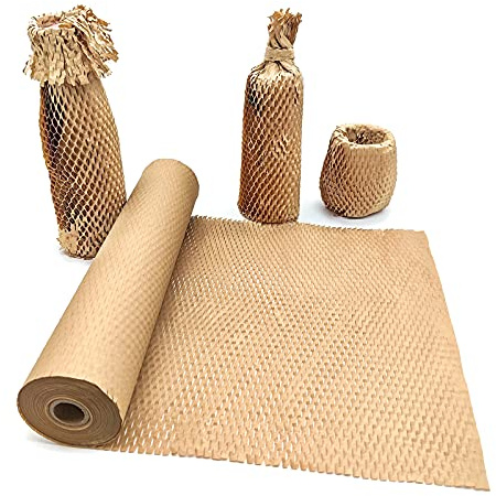 Honeycomb Packing Paper, 15 x 131' Packing Paper Substitute Alternative for Bubble Cushioning Wrap for Moving Shipping Packaging, Recyclable Moving Supplies Bubble Packing Wrap Protective Roll