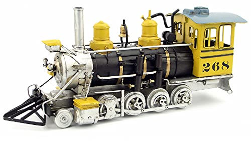 DONGYUCHUN Diecast Steam Locomotive Model Ornaments, Metal Iron Train Head Collectible Vehicle for Vintage Home Decor,Yellow