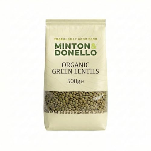 Minton & Donello Organic Green Lentils 500g - High Protein & High Fibre, Plant Based, Wholefood Pulse For Soups, Stews, Salads, Curries, Dahl & Batch Cooking Meal Prep