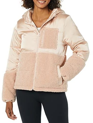 Amazon Essentials Doudoune à Capuche en Polaire Sherpa Entièrement Zippée Femme, Rose Blush, XL