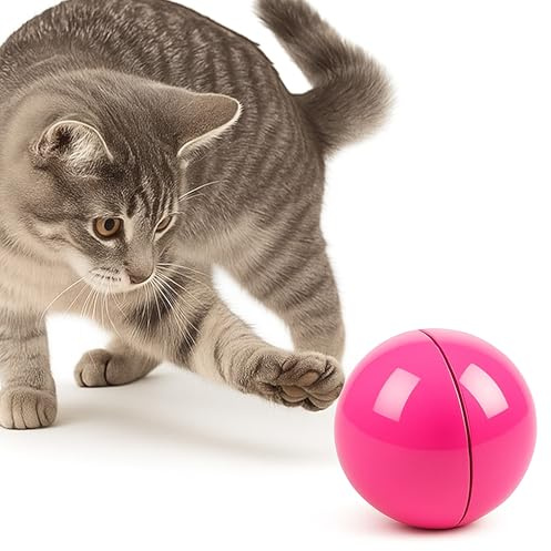 Cool Paws Premium Interactive Cat Toys Ball – Fun & Interactive Cat Toys for Indoor Cats | 360° Self-Rotating Ball with LED Light for Cats to Stimulate Hunting Instinct | USB Rechargeable Toy in Pink