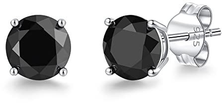 LUCKMORA Schwarz Zirkonia Ohrstecker 925 Sterling Silber Kleine Knorpel Tragus Ohrringe für Damen Herren Mädchen 6mm Runde CZ (6mm-black)