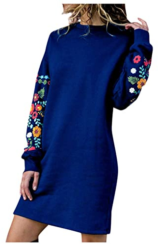 EMATOP Strickkleid Damen Pulloverkleid Lange Winterkleid Pullover Herbst Winter Warme Minikleid Abendkleid Knielang Lässig Mode Sweatkleid Stickerei Pulli Elegant Weihnachtskleid Partykleid