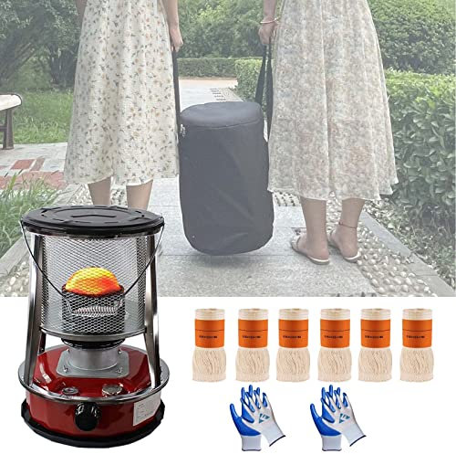 Vendics Riscaldatore a Cherosene per Tenda Efficiente Stufa da Campeggio con Riscaldamento a 360° con 6 Stoppini Stufa a Cherosene Portatile per Interni a Basso Consumo Di Carburante/4,6 L/Rosso