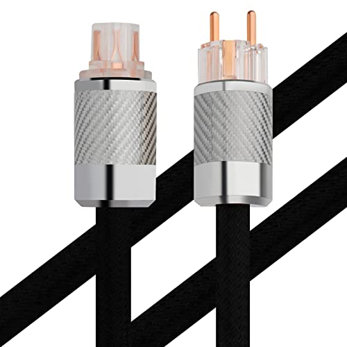 Audiophile HiFi-Netzkabel,HiFi Stromkabel 10AWG EU-Netzkabel 125V/15A für Lautsprecher,Subwoofer, Plattenspieler,Verstärker,DAC