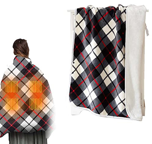 Heizdecke 180 x 140 cm,Elektrische Heizdecke mit Tasten Tragbar und 3 Heizstufen Tragbare Heiz-Wärmedecke,für Auto Büro Haus,Camping,Student,Ältere Menschen (Rot)