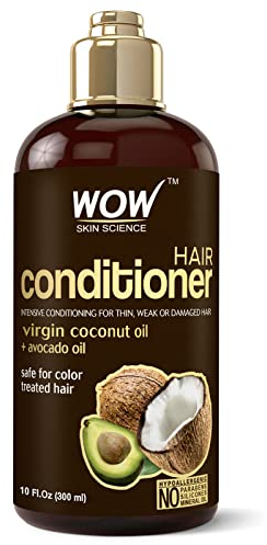 WOW Skin Science Après-shampoing - Huile de noix de coco et d'avocat - Restaure les cheveux secs et abîmés - Increase Gloss - Réduction des pointes fourchues - Frizz - Sulfate, silicone, sans paraben