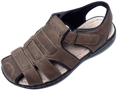 JOMIX Sandali Uomo Estivi Comodi Sportivi Sandali Trekking Uomo Ciabatte Uomo Pelle Casa Mare Spiaggia SU8056-7 (Khaki, 42)