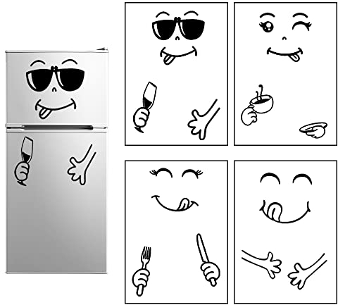 Neikafan 8 Pcs Cute Refrigerator Sticker,Happy Face Fridge Stickers Waterproof Funny Refrigerator Sticker Wall Decoration Sticker Self Adhesive for Fridge Wall Door Home Decoration