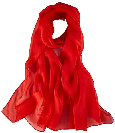 JWSilk Langer Seidenchiffon-Schal, einfarbig
