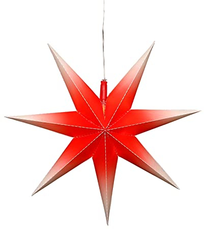 SIGRO Weihnachtsstern mit 7 Spitzen Rot/Weiß Fensterstern beleuchtet inkl. Netzteil