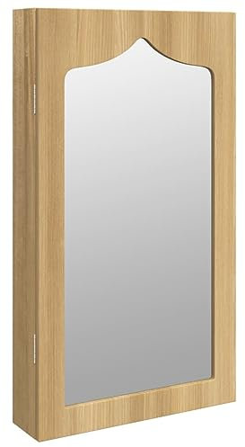 vidaXL Schmuckschrank mit Spiegel Wandmontage, Spiegelschrank mit Haken Bügeln Ablagen 2 Schubladen, Wandschrank mit 1 abschließbarer Tür 2 Schlüsseln, Hängeschrank Schmuckaufbewahrung