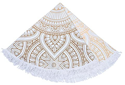 Anneome Weiches Mikrofaser-Strandtuch Mit Mandala-Muster Runde Strandmatte Yogamatte Dekorativer Wandteppich Sonnenschutzumhang Robust Für Outdoor-aktivitäten