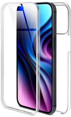 ONEFLOW Touch Case für Apple iPhone 15 Pro Hülle 360 Grad Komplett Schutz beidseitig, Handyhülle mit Displayschutz, TPU Schutzhülle durchsichtig vorne und hinten stoßfest, Klar