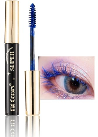 Rosarden Bunt Wimperntusche Wasserfest Mascara Grün, Volumen, Langlebig, Wischfest für Halloween Weihnachten Bühne Kostümspiel Natürlich Augen Make-up, Mascara Lange Wimpern (Grün) (Blau)