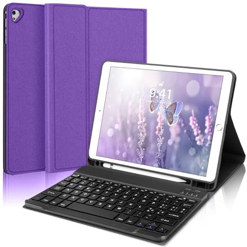 SENGBIRCH Custodia iPad 6 Generazione con Tastiera, Cover Tastiera per iPad 6a Generazione, 5a Gen & iPad Pro 9.7 & iPad Air 2/1, Slim Cover + Tastiera Tablet Italiana Magnetico Rimovibile, Viola