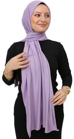 Prien Hijab for Women Viscose Scarf Lightweight Muslim Hijabs Long Shawl Islamic Scarves Turkey Silk Headscarf for Womens (Lilac)