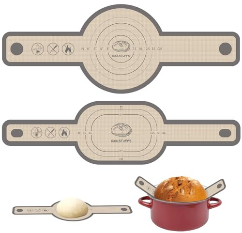 Fionda per pane in silicone, ovale e rotonda, per forno olandese, antiaderente e riutilizzabile, per trasferimento di lievito naturale, 2 imbracature per pane facili da pulire