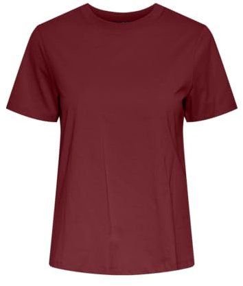 PIECES Pcria SS Solid Tee Noos BC T-Shirt, Dalia Rossa, S Donna