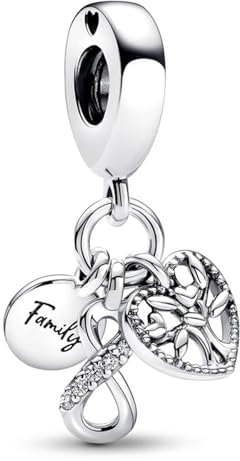 SURALIN 1PCS CharmsPendentif Famille Infini Triple Charme Arbre Généalogique, Bracelet Collier Saint Valentin Fête des Mères, pour Européen Bracelets