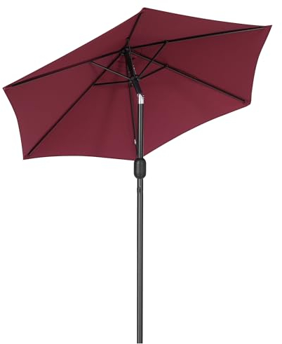 soges Parasol Inclinable Extérieur avec Fenêtre d'Aération, Protection UV Parasol pour Balcon, Jardin, Terrasse, Plage ou Café, sans Base, Φ224 x 225 cm Rouge