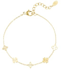 Damen Kleeblatt Armband Gold aus Edelstahl 18kt Vergoldet Vierblättriges Armband Kleeblatt Design für Damen und Mädchen wasserfest nickelfrei Glücksbringer und Glücksklee Geschenk für Frauen
