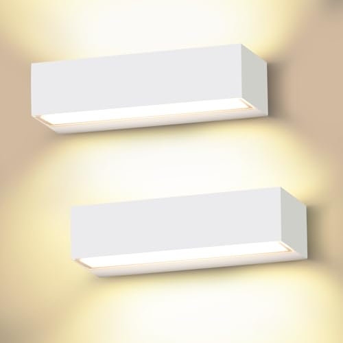 Cwycfw 2 Pack 36W LED Wandlampe Innen/Außen 30Cm Moderne Wandlampen Up Down Warmweiß 3000K Weiß Außenwandleuchten LED IP65 Wasserdichte