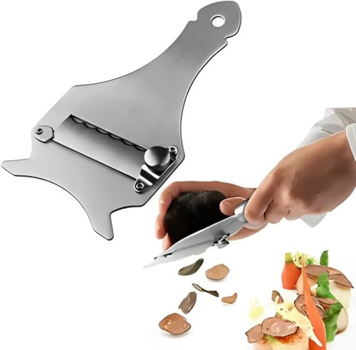 AOEVUIR 1 Pcs Trancheur de truffe Râpe à truffe 16.5cm Mandoline Truffe en Acier Inoxydable avec Trou Suspendu Trancheuse Multifonction pour Fromage Chocolat Légumes Coupe Truffe