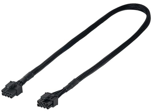 YieJoya PCIE Kabel für EVGA, 65CM Stecker auf Stecker 8 Pin auf 6+2 Pin GPU Stromkabel Hülse Kabel für EVGA G+ G2 G3 G5 G6 GA GM GT P2 P3 P5 P6 P+ T2 T3 (Schwarz 18AWG, 65cm)