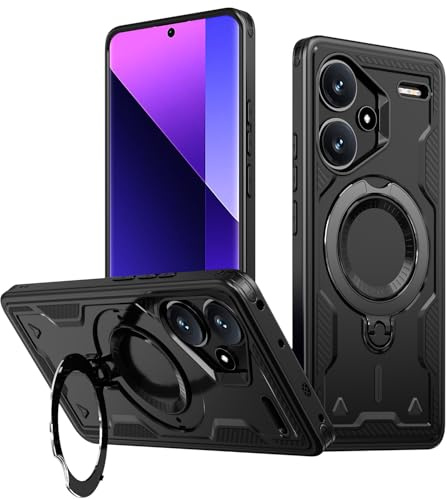 PanXCase Cover per Xiaomi Redmi Note 13 Pro Plus 5G - Custodia Militare Supporto Anello Metallo Ruotabile 360° Magnetica Military Armor Antiurto Protezione Case (Black)