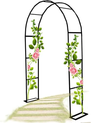 Arco da giardino in metallo, per pergolato, struttura in ferro, resistente alle intemperie, finitura bianca (1,8 m di larghezza)