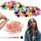 ARefugen Lot de 100 perles en silicone et élastiques à cheveux – Perles arc-en-ciel douces et colorées pour tresses, accessoires de cheveux, dreadlocks pour enfants filles et femmes (2 tailles : L et