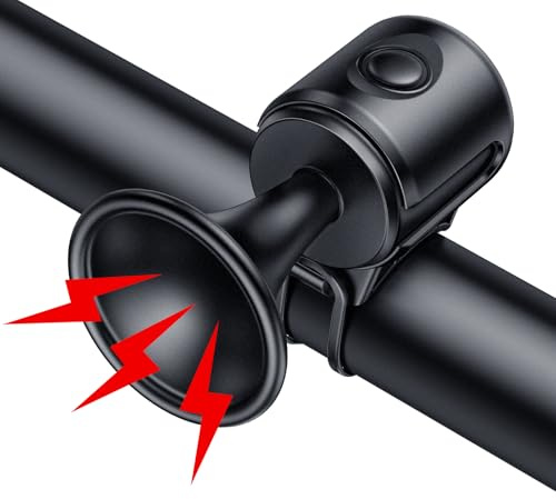 Powvine Electric Bike Horn 130db Loud Bicycle Bells,Electric Bicycle Horn IPX4 Waterproof Bicycle Bell with 3V Long-Lasting Battery,Easy Installation Bike Bells for Adults and Kids
