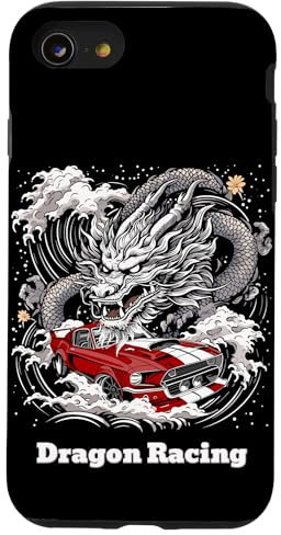 Hülle für iPhone SE (2020) / 7 / 8 Wild Dragon Racing, Chinese Dragon VS American Muscle Cars