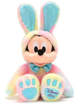 Disney Store Official Easter Mickey Mouse Soft Toy, 45cm / 18, Plush Wearing Tie-Dye Easter Bunny Outfit & Blue Bowtie, Dated with Disney 2025 on Foot, Suitable from Birth, 0+
