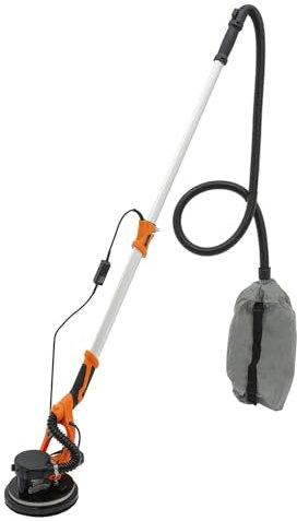 Trockenbauschleifer, 1250W Langhalsschleifer, 800-1800RPM Profi Wandschleifer mit Staubabsaugung, Deckenschleifer mit Großer Staubauffangbeutel Schleifmaschine (Orange)