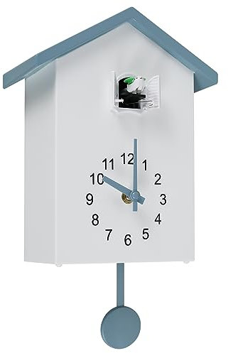 PEIZHIYC Kuckucksuhr, modern, 25 x 15 x 9 cm, Kuckucksuhr, mit Pendel, Volumen, verstellbar, minimalistisch, für Haus, Schlafzimmer, Büro, Wohnzimmer (grau)