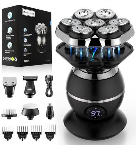 ETENTOUS Rasoir Tete Chauve Homme, 7D Magnética Rasoir Électrique Homme- Recargable Tondeuse Crane Chauve avec Écran LED- Humide/Sec Étanche IPX7 pour Hommes Chauves.
