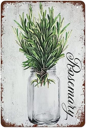 Kitchen Herbs Plant Mason Jar Retro Tin Sign Vintage Metal Signs Vintage Wall Decor Tin Sign Funny Decorations For Home Bar Pub Cafe Farm Room Metal Poster Gift For Women 8x12 Inch