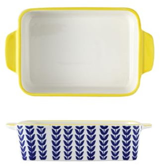 Auflaufform Klein Keramik, 500ML Rechteckig Lasagneform Vintage Backform Ofenform Mit Keramikgriffen OfenformSet Für Lasagne Tiramisu Auflauf (D)
